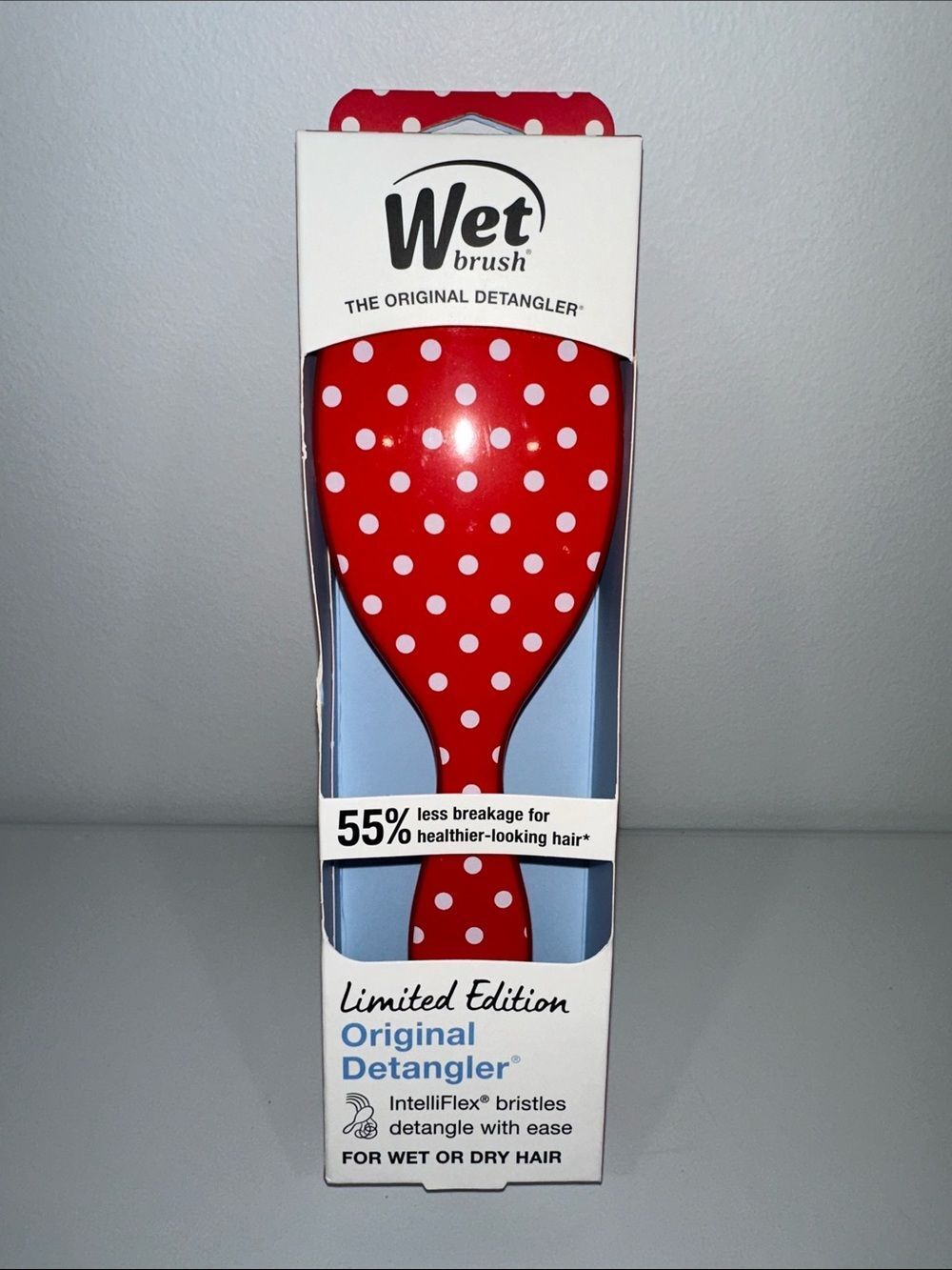 Wet Brush The Original Detangler Hair Brush Retro Red White Polka
